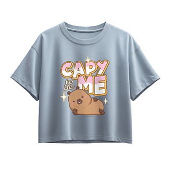 Girls 7-16 CapyFun Capybara Capy To Be Me Boxy Tee