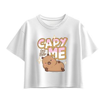 Girls 7-16 CapyFun Capybara Capy To Be Me Boxy Tee