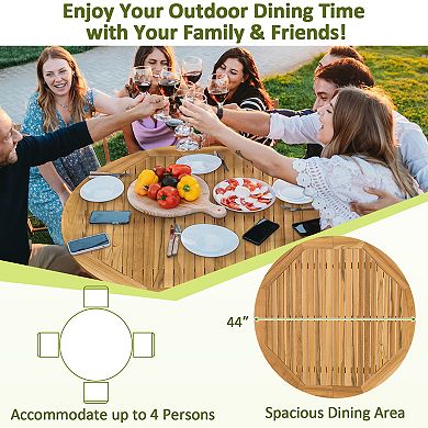 4-Person Round Outdoor Dining Table for Patio or Garden