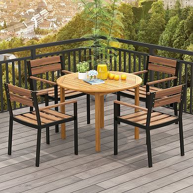 4-Person Round Outdoor Dining Table for Patio or Garden