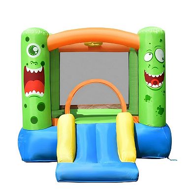 Inflatable Bounce House with Slide Basketball Rim and Carrying Bag