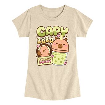 Girls 7-16 CapyFun Capybara Boba Graphic Tee