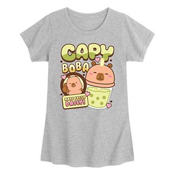 Girls 7-16 CapyFun Capybara Boba Graphic Tee