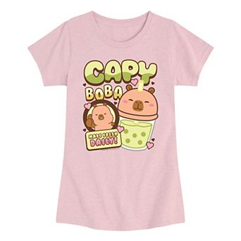 Girls 7-16 CapyFun Capybara Boba Graphic Tee