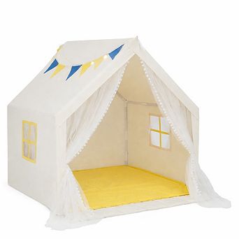 Large Kids Play Tent with Washable Cotton Mat Indoor Playhouse Holiday Birthday Gift