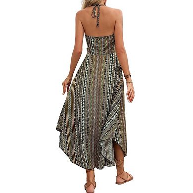 Women's Boho Spaghetti Strap Sundresses Sleeveless Cami Dress Criss Cross Summer Slit Maxi Dresses