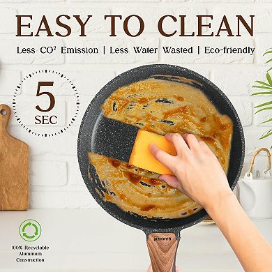 Bakken-Swiss 14-Piece Granite Non-Stick Cookware Set PFOA/PFOS/PTFE Free, Oven Safe