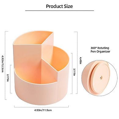 360° Spinning Pencil Holder 3-Slot Desk Organizer