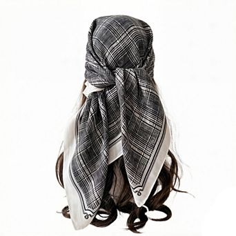 Women's Plaid Large Square Scarf Lightweight Head Neck Hair Wrap Shawl 35 Inch