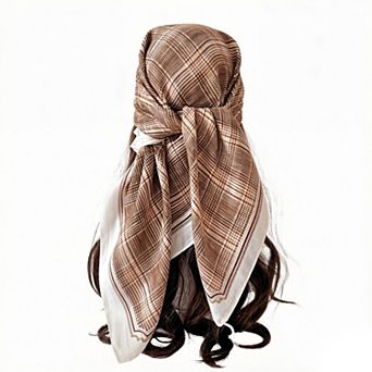 Women's Plaid Large Square Scarf Lightweight Head Neck Hair Wrap Shawl 35 Inch