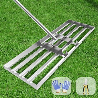 30" Lawn Leveling Rake Stainless Steel Handle Heavy Duty Soil Leveler