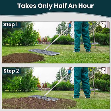 30" Lawn Leveling Rake Stainless Steel Handle Heavy Duty Soil Leveler