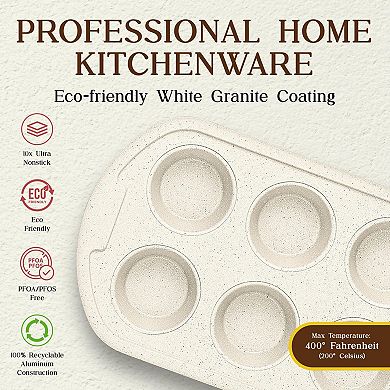 20-Piece Cookware & Bakeware Set Nonstick Granite Pots, Pans & Glass Lids, Oven Safe 500°F