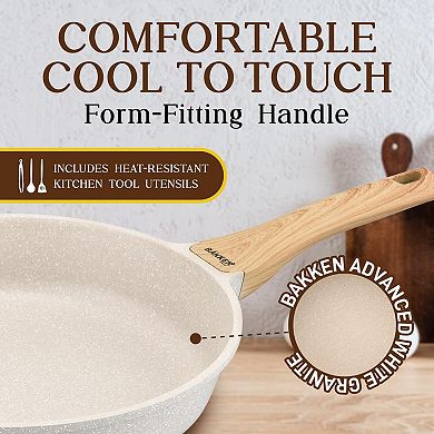 20-Piece Cookware & Bakeware Set Nonstick Granite Pots, Pans & Glass Lids, Oven Safe 500°F