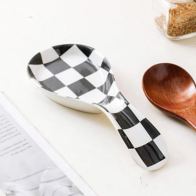 Checkered Ceramic Spoon Rest Gift Housewarming