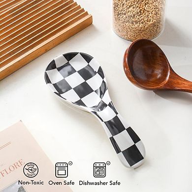 Checkered Ceramic Spoon Rest Gift Housewarming