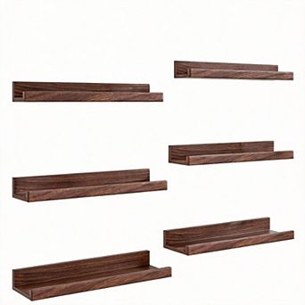 24" Floating Picture Ledge Wall Shelf Organizer 6 pc