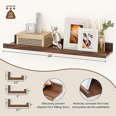 24" Floating Picture Ledge Wall Shelf Organizer 6PC