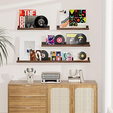 24" Floating Picture Ledge Wall Shelf Organizer 6PC