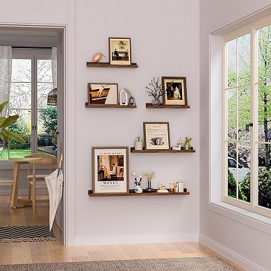 24" Floating Picture Ledge Wall Shelf Organizer 6PC