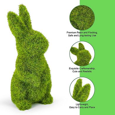 2PC Easter Moss Bunny Figurine Garden Decor