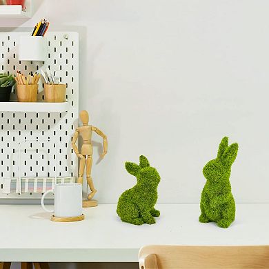 2PC Easter Moss Bunny Figurine Garden Decor