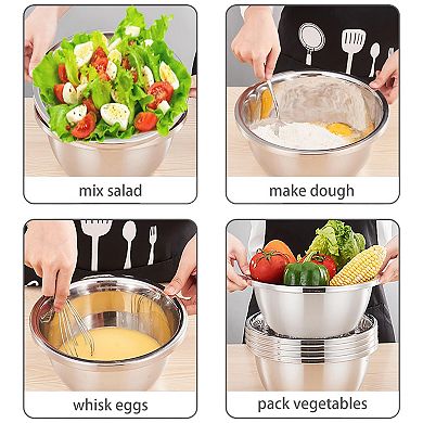 4 Pack Stainless Steel Salad Cereal Bowl Set 54oz