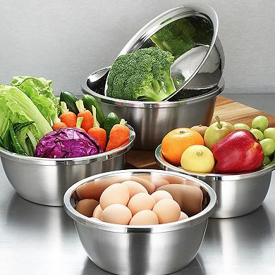 4 Pack Stainless Steel Salad Cereal Bowl Set 54oz