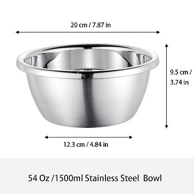 4 Pack Stainless Steel Salad Cereal Bowl Set 54oz