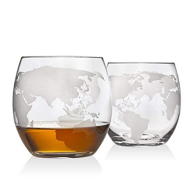 Globe Decanter Set with Etched Glasses Gift for Men 850ml 4glasses 300ml