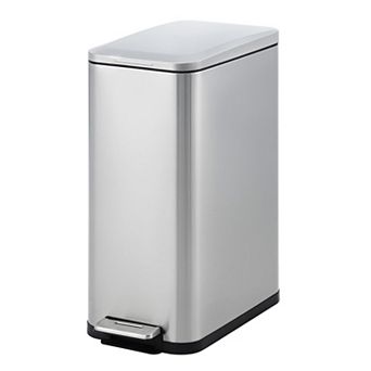 13 Gal Stainless Steel Trash Can, Rectangular Garbage Can with Lid and Inner Buckets