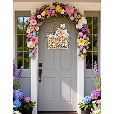 Easter Bunny Wooden Door Sign Rustic Spring Porch Decor