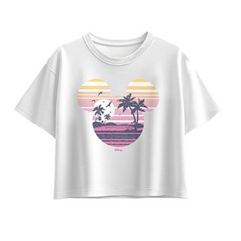 Girls 7-16 Disney's Mickey Tropical Sunset Silhouette Boxy Tee