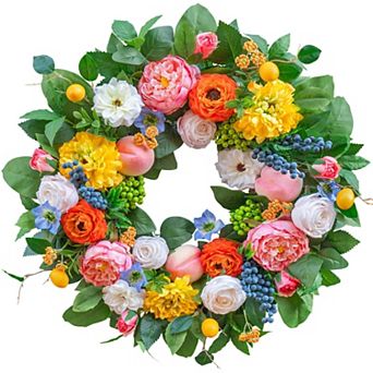 24" Spring Artificial Wreath Spring Summer Decor