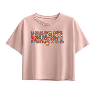 Girls 7-16 Marvel Floral Logo Boxy Tee