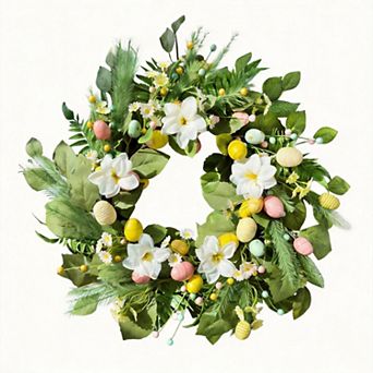 24" Easter Artificial Lily Wreath Spring Green Decoration