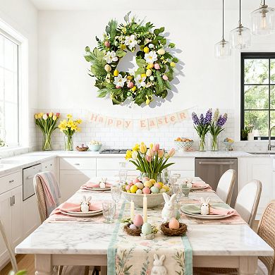 24" Easter Artificial Lily Wreath Spring Green Decoration