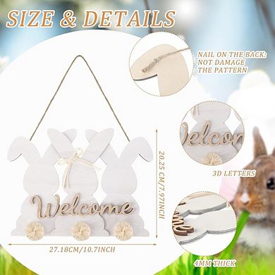 Easter Bunny Wooden Door Sign Wreath Hanging Decor Durable Reusable