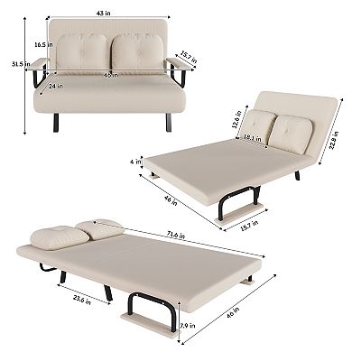 KWPZQEB 5-in-1 Convertible Folding Sofa Bed, 5-Position Adjustable Backrest