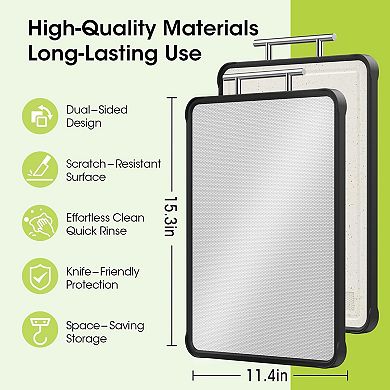 2PC Stainless Steel 316 Double-Sided Chopping Board for Kitchen, Dishwasher Safe