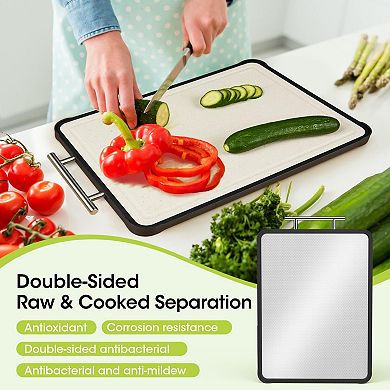 2PC Stainless Steel 316 Double-Sided Chopping Board for Kitchen, Dishwasher Safe