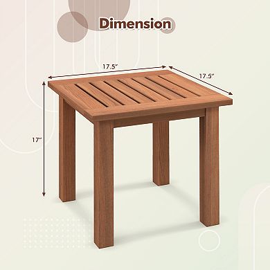 Patio Hardwood Square Side Table with Slatted Tabletop