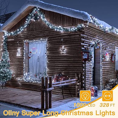 Ollny 1000 LED 382ft Cool White Christmas Lights