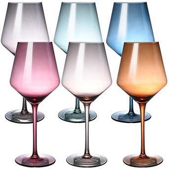 6-18oz Hand Blown Crystal Long Stem Wine Glasses Gift