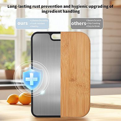 2pc Double-Sided Food Grade Titanium and Wheat Straw Chopping Board with Juice Groove