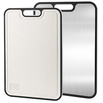 2 pc Double-Sided Food Grade Titanium and Wheat Straw Chopping Board with Juice Groove