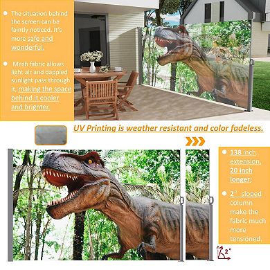 WOW PIONEER Retractable Outdoor Side Awning Screen with Semi-Transparent Fabric