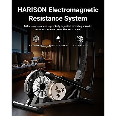 HARISON Elliptical Machine for Home, Smart Magnetic Elliptical Exercise Machine (HRK-E1190Black)
