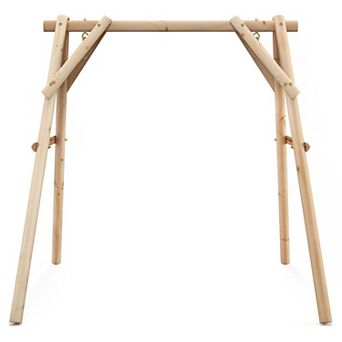 Heavy-Duty Wooden Swing Frame with Reinforced Support Bars