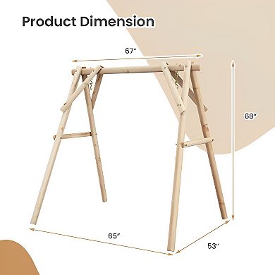 Heavy-Duty Wooden Swing Frame with Reinforced Support Bars